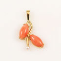 Vintage angel skin coral gold pendant