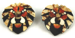 Vintage apple coral mosaic lion earrings