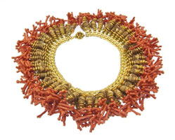 Haskell Coral Bib Necklace