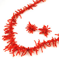Red Branch Coral Necklace Set Vintage