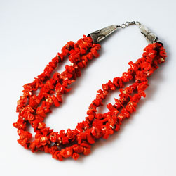 Native American Red Branch Coral Necklace