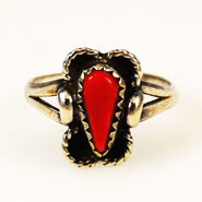 Native American red coral ring