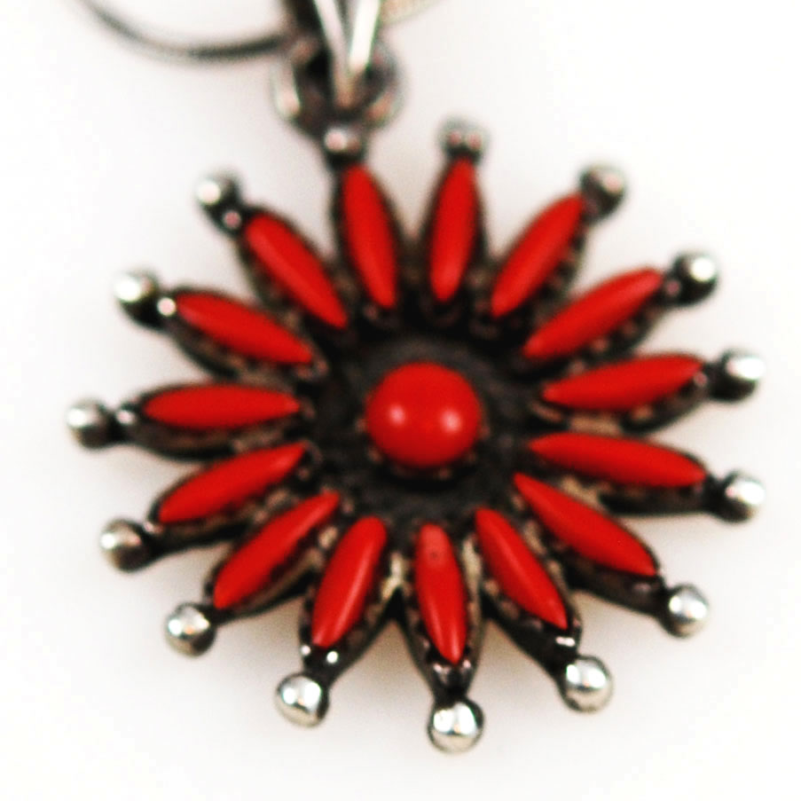 Zuni red coral pendant